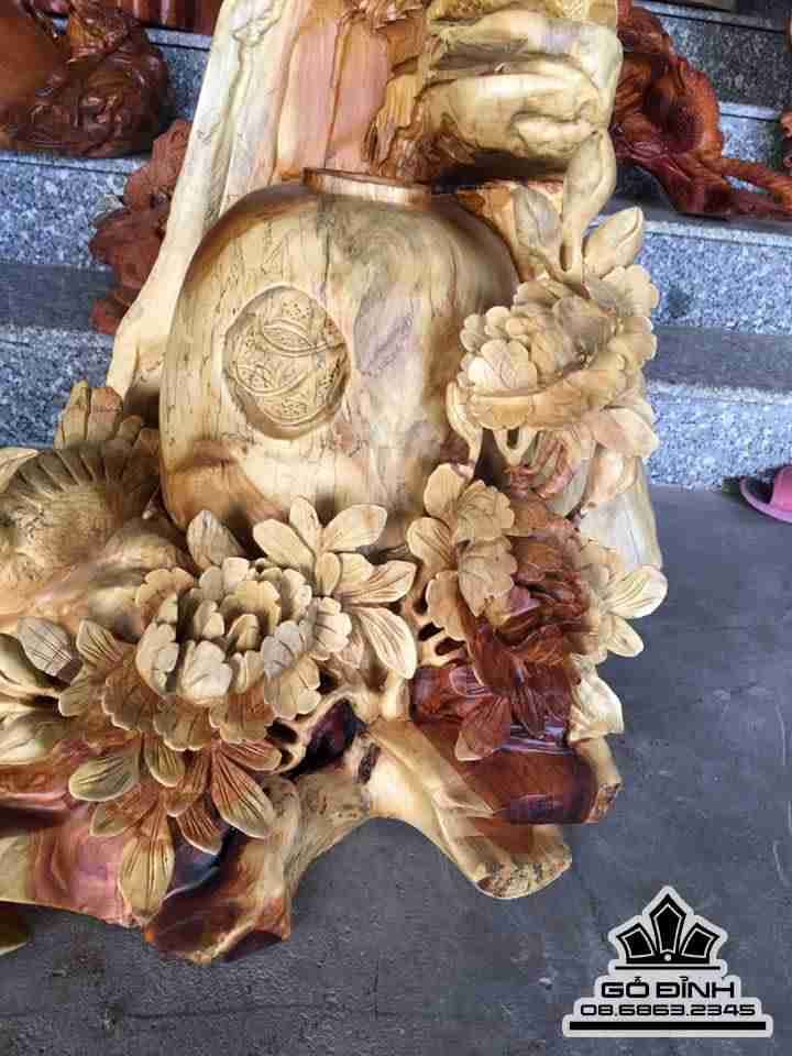 Phu thê viên mãn gỗ hương 80x60x40 3