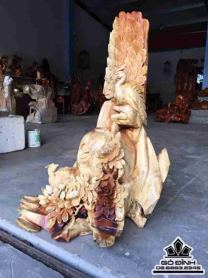 Phu thê viên mãn gỗ hương 80x60x40 6