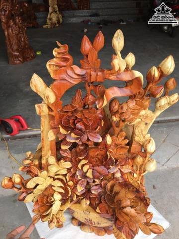 Bình hoa gỗ hương 65x50x35 1