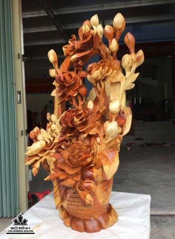 Bình hoa gỗ hương 65x50x35 4