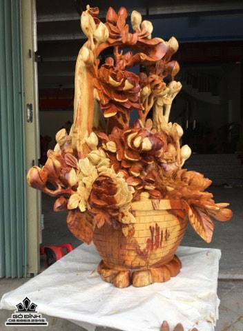 Bình hoa gỗ hương 65x50x35 6