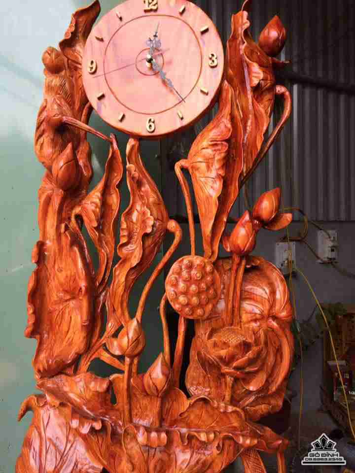 Đàn cò đứng dưới bức sen đồng hồ 1m39x50x18 3