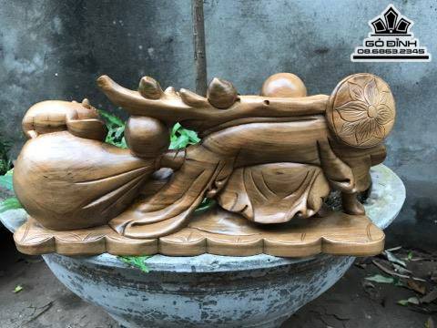 Phật di  lặc gỗ bách xanh 18x38x8 1