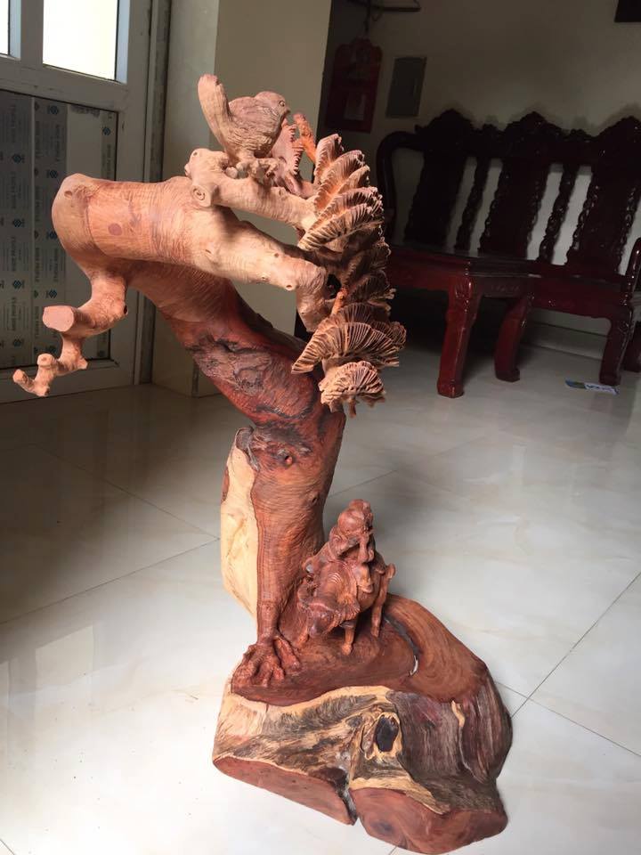 Tiểu đồng chăn trâu gỗ hương 78x56x35 1