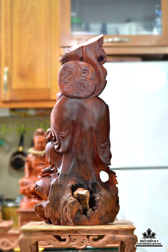 Phật di lặc gỗ hương 62x30x20 2