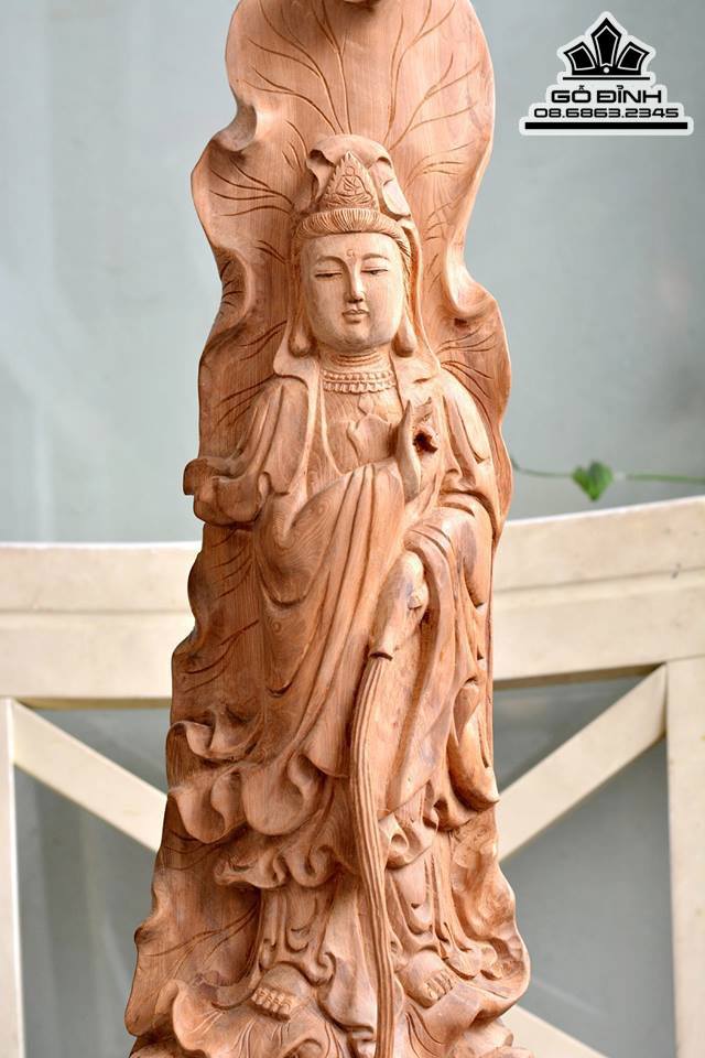 Phật bà gỗ ngọc am thơm nức56x18x18 3