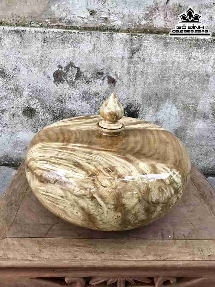 Bình Phú Quý gỗ nu nghiến  đường kính 32.5 cao 18 (cm)