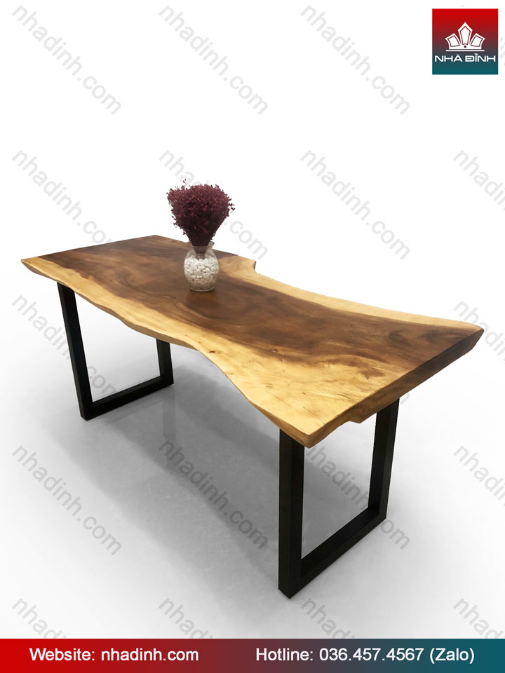 Bàn gỗ Me Tây nguyên khối  dài 1m74 rộng 80 - 62 - 70 dày 65 cao 76,5 (cm)