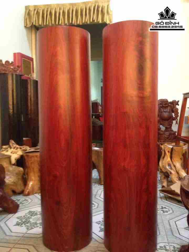 Cặp Trụ gỗ sơn huyết  cao 1m25 đường kính 31 (cm)