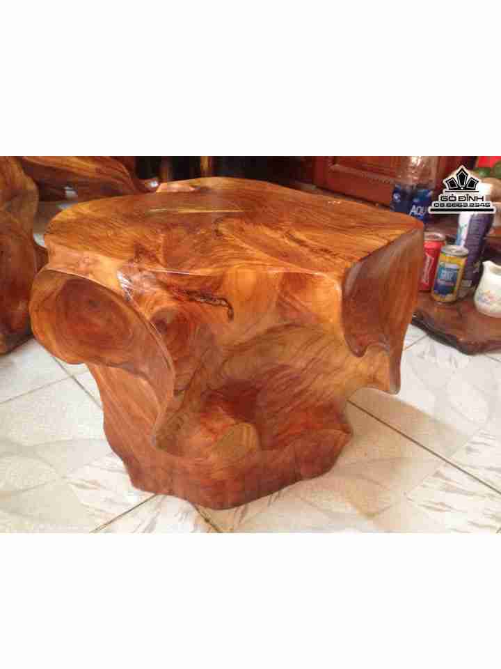 Đôn gỗ nguyên khối gỗ gõ đỏ (cate)  cao 31 mặt 32-31 (cm)