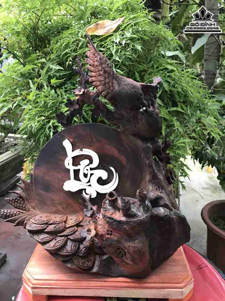 Tượng Phu Thê Viên Mãn Gỗ Trắc  Cao 36 Ngang 30 Sâu 20 (cm)