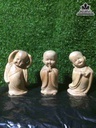 Tượng Tam Tâm gỗ bách xanh  cao 16 rộng 10 sâu 7 (cm)