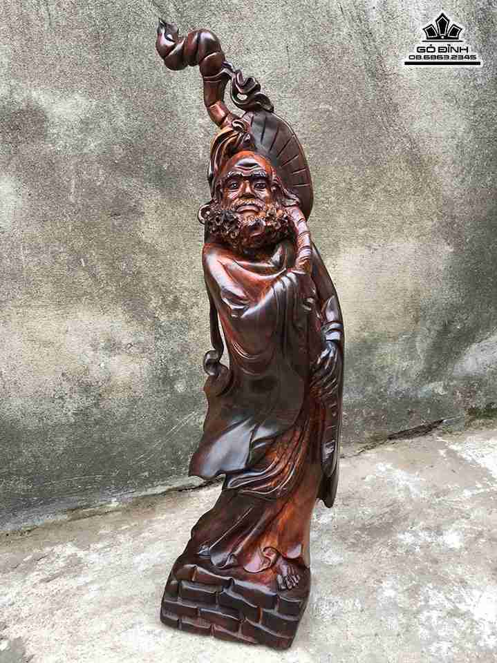 Tượng Đạt Ma gỗ trắc  cao 54 rộng 14 dày 11 (cm)