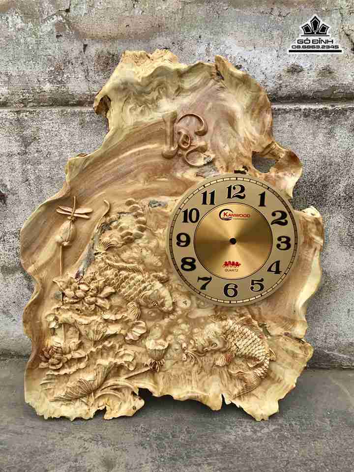 Đồng Hồ Chữ Lộc gỗ nu nghiến  cao 52 rộng 44 dày 2 (cm)