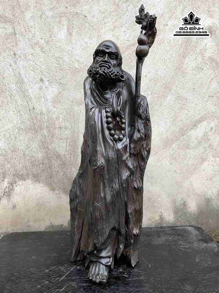 Tượng Đạt Ma gỗ trắc  cao 58 rộng 18 dày 22 (cm)