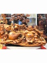 Tượng Phật Di Lặc Kéo Bao Tiền gỗ hương  cao 40 rộng 75 sâu 30 (cm)