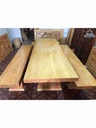 Bộ Bàn Ghế K3 gỗ pơ mu  bàn rộng 79 dài 2m50 dày 7 ghế rộng 40 dài 2m20 dày 9 (cm)