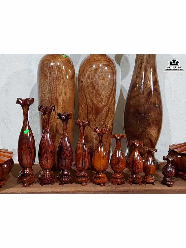 Bộ 6 bình tỳ bà gỗ cẩm  cao 12-36 (cm)