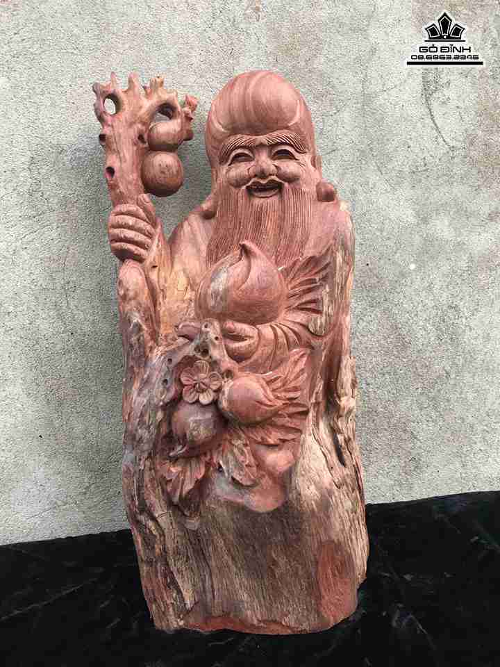Tượng Ông Thọ gỗ hương  cao 31 rộng 16 dày 10 (cm)