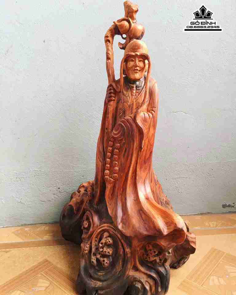 Tượng Trường Mi gỗ trắc  cao 56 rộng 34 dày 30 (cm)