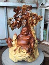 Tượng Phật Di Lặc ngồi gốc tùng gỗ hương  cao70 rộng 50 sâu 35 (cm)