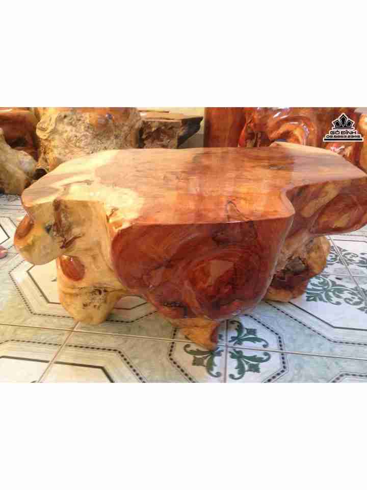 Đôn gỗ nguyên khối gỗ gõ đỏ  cao 30 mặt 58-50 (cm)