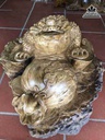 Tượng cóc ngậm tiền gỗ nu kháo  cao 40  dày 78 rộng 70 (cm)