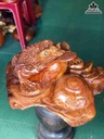 Tượng cóc 3 chân ( Thiềm Thừ) ngồi chum tiền gỗ hương  cao 30 rộng 60 dày 56 (cm)