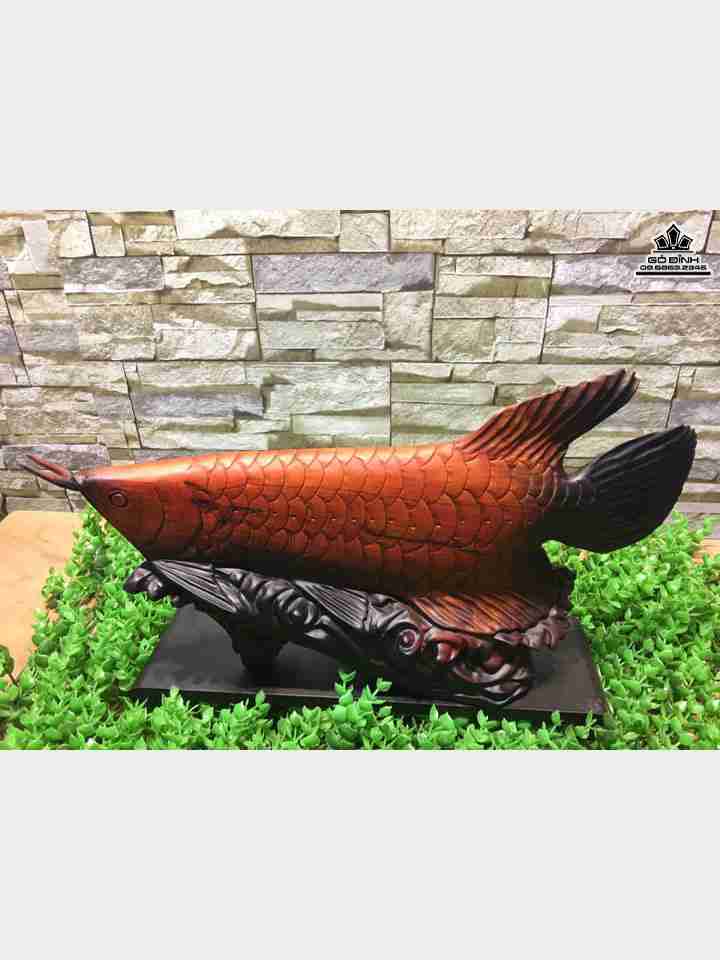 Cá Kim Long gỗ trắc đỏ đen  cao 20 dài 40 dày 10 (cm)
