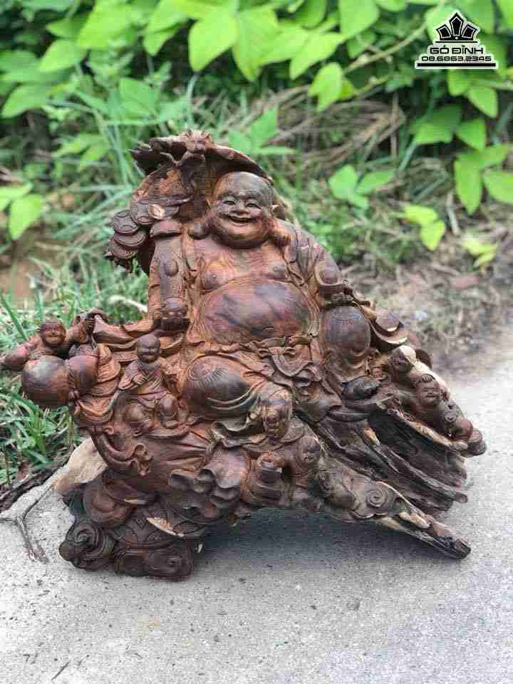 Phật di lặc ngũ phúc gỗ trắc  cao 48 rộng 60 sâu 33 (cm)