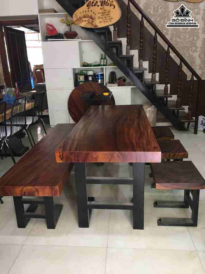 Bộ bàn 1 băng 4 ghế đơn gỗ me tây 1