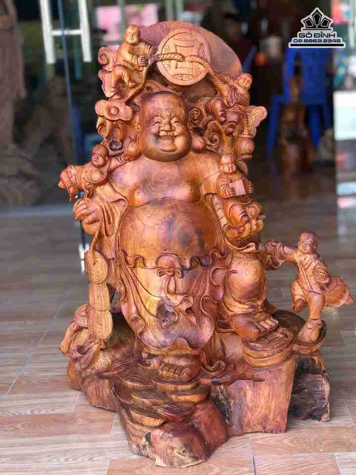 Phật di lặc ngũ phúc gỗ hương  cao 75 rộng 60 dày 50 (cm)