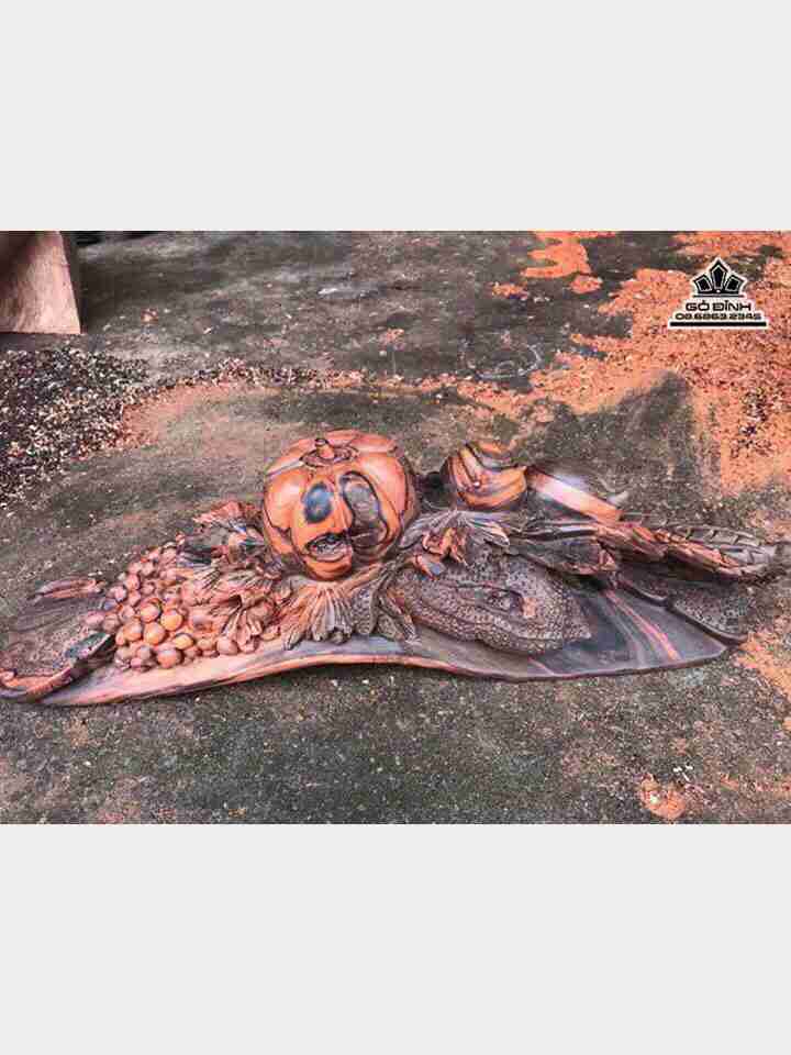 Như ý ngũ quả gỗ trắc  dài 50 cao 16 dày 15 (cm)