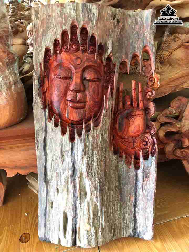 Diện phật gỗ hương  cao 60 rộng 32 dày 8 (cm)