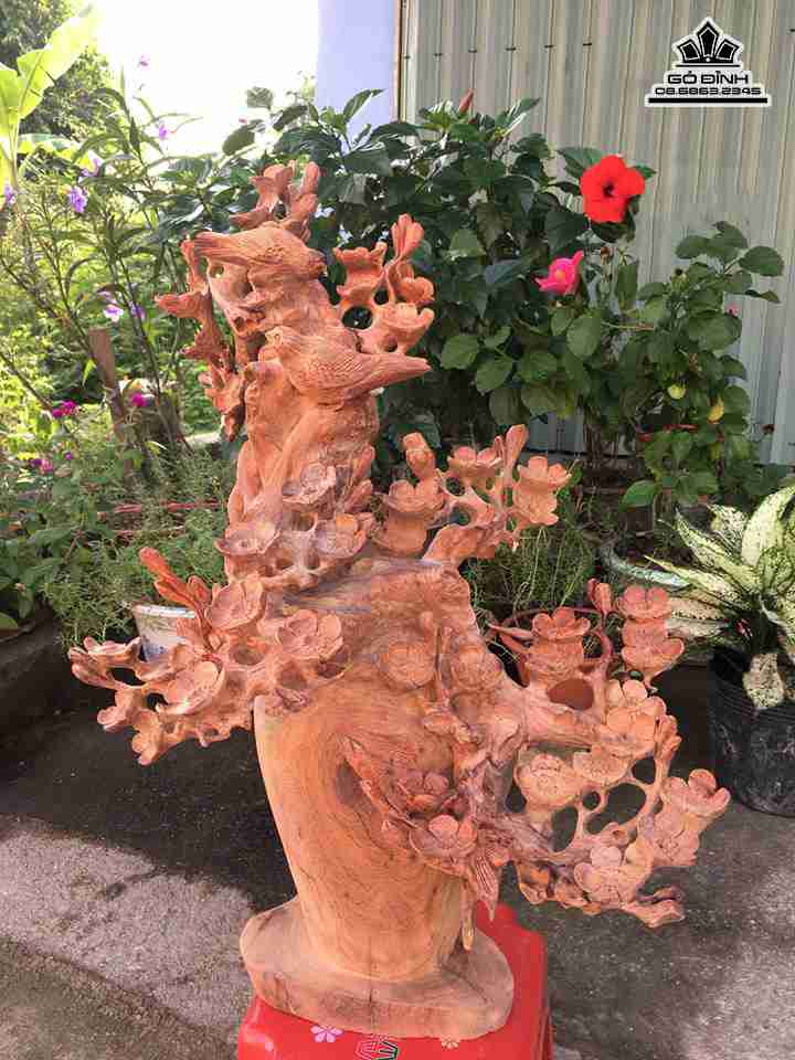 Bình mai điểu gỗ hương  cao 59 rộng 40 dày 32 (cm)