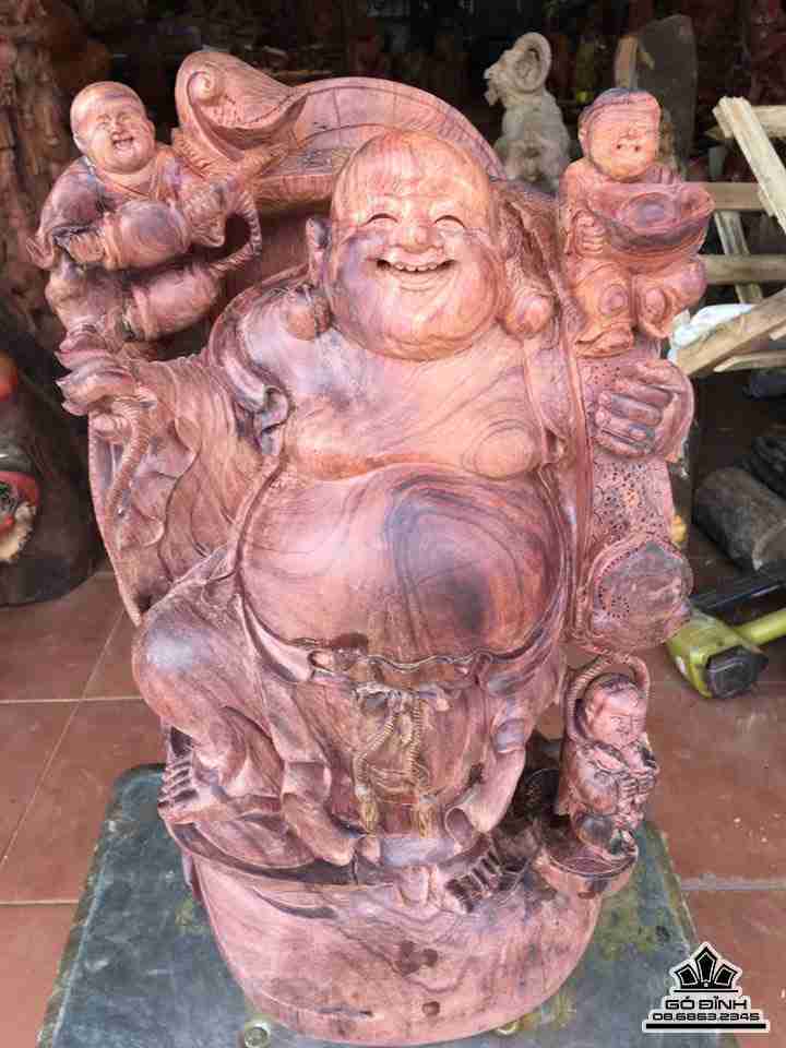 Phật di lặc tam phúc gỗ cẩm  cao 55 rộng 32 sâu 26 (cm)