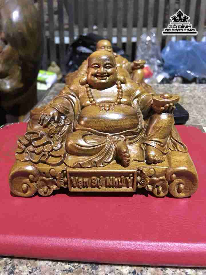 Di lặc để xe gỗ bách xanh  cao 9 rộng 13 dày 8 (cm)