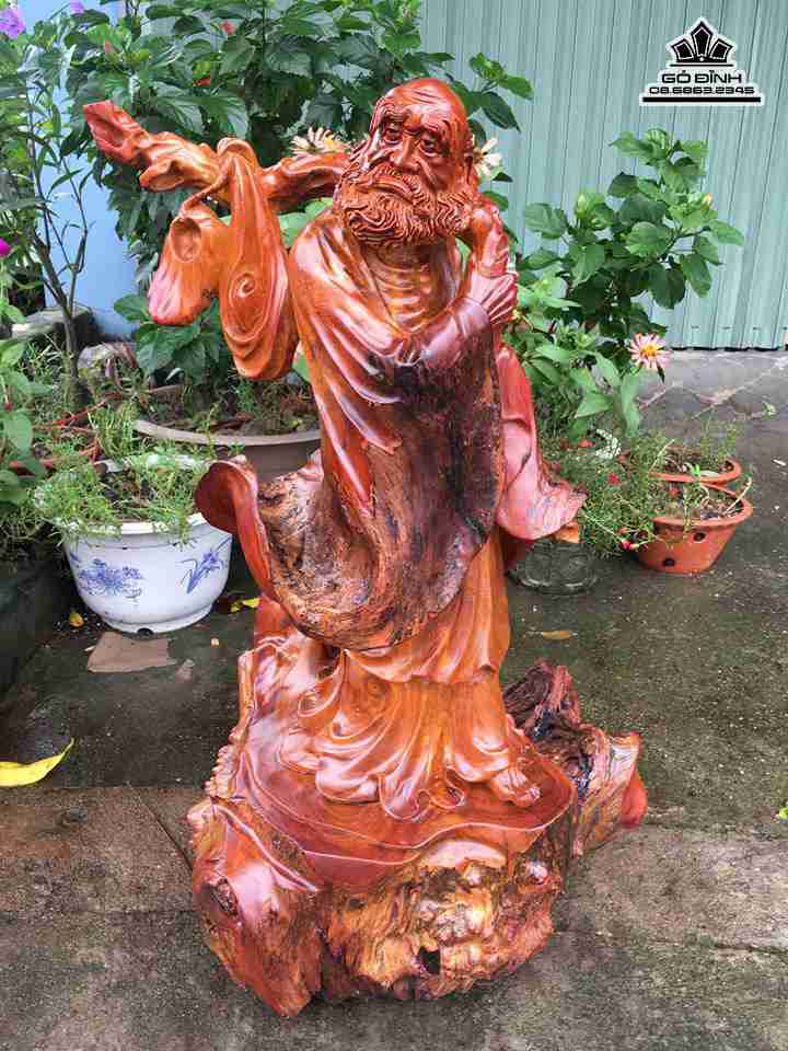 Đạt ma khất thực gỗ hương  cao 72 rộng 42 dày 35 (cm)