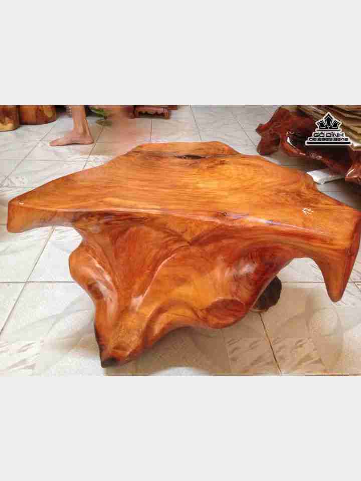 Đôn nguyên khối gỗ gõ đỏ (cate)  cao 34 mặt 59-42 (cm)