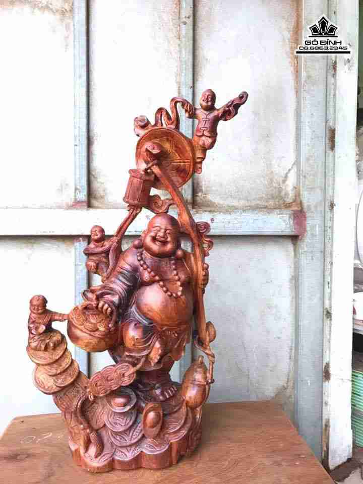 Phật di lặc tam phúc gỗ hương  cao 75 rộng 40 dày 25 (cm)