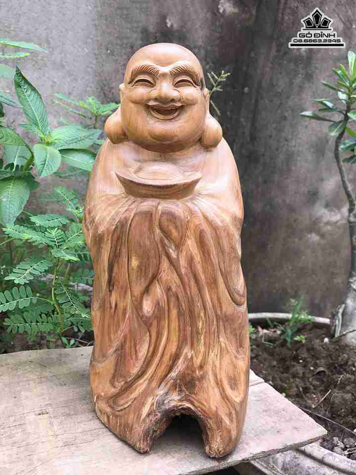 Phật di lặc gỗ bách xanh  cao 28 rộng 12 dày 12 (cm)