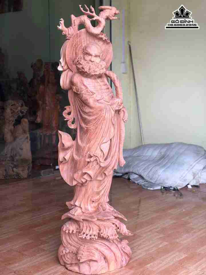 Đạt ma quá hải gỗ hương  cao 1m50 rộng 50 sâu 38 (cm)