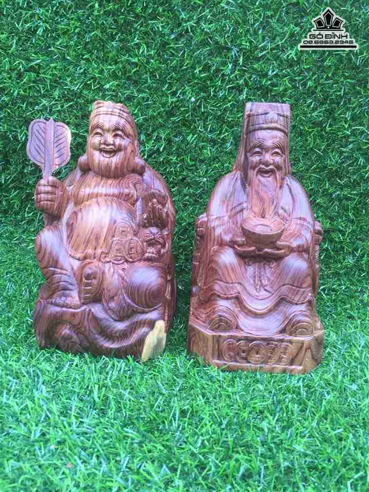 Thần tài thổ địa gỗ cẩm  cao 20 cm