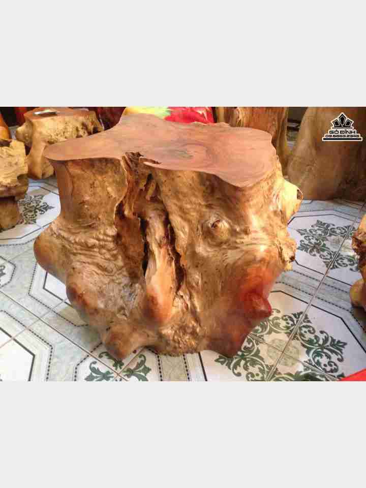 Đôn nguyên khối gỗ nu xá xị  cao 48 ngang 62 dày 52 mặt 49-44 (cm)