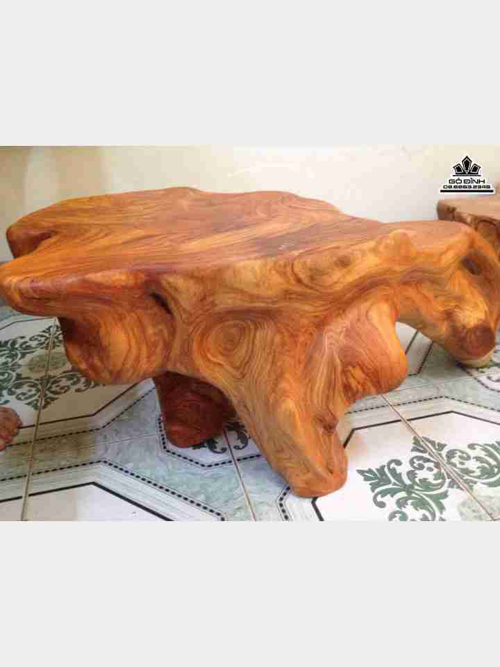 Đôn nguyên khối gỗ gõ đỏ (cate)  cao 34 mặt 71-49 (cm)