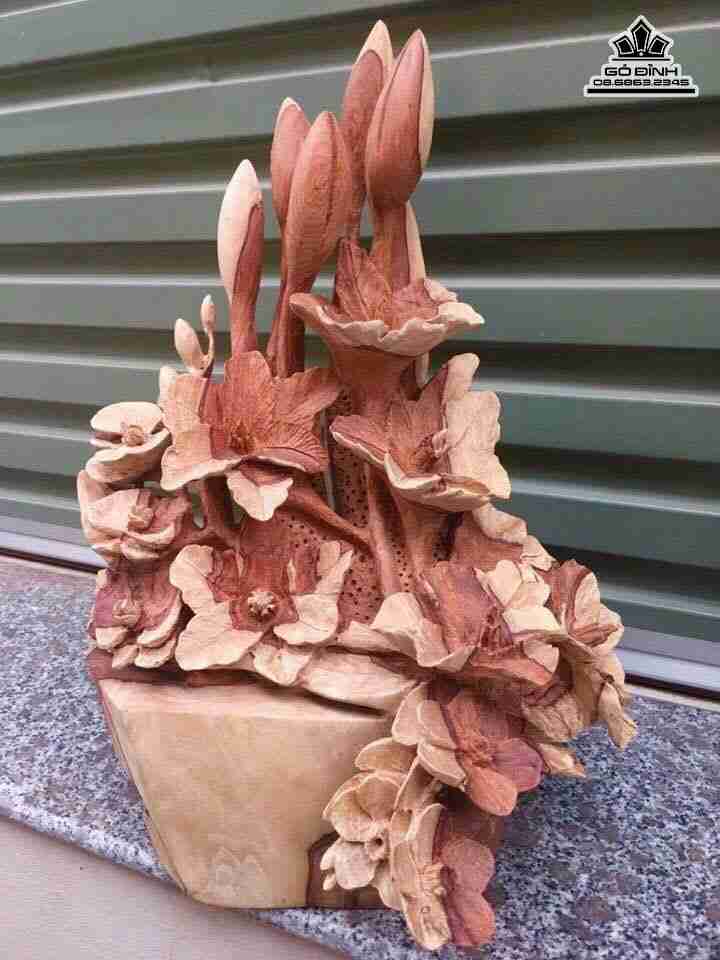 Bình hoa phú quý gỗ hương  cao 52 rộng 40 dày 30 (cm)