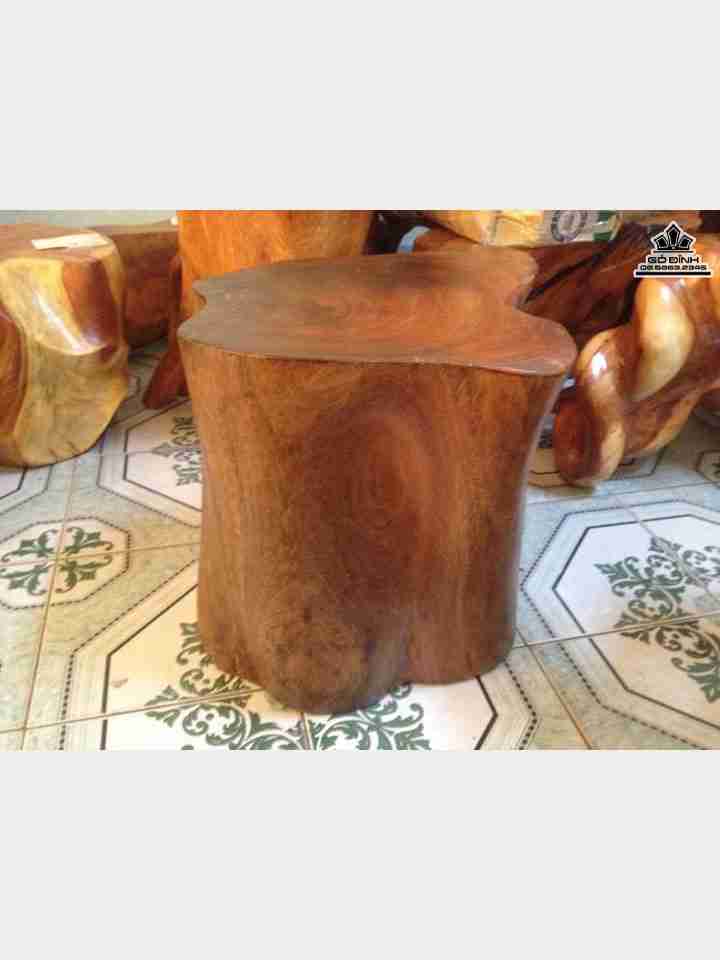 Đôn nguyên khối gỗ gõ đỏ (cate)  cao 42 mặt 50-42 (cm)