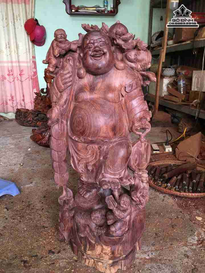 Phật di lặc ngũ phúc gỗ cẩm  cao 85 rộng 40 sâu 35 (cm)