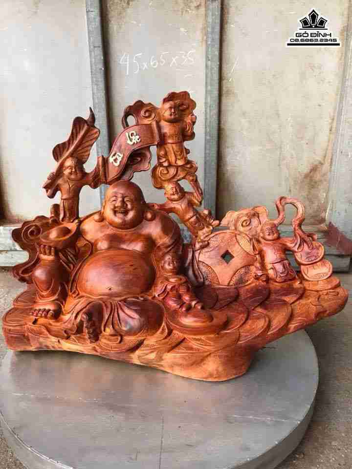 Phật di lặc tam phúc gỗ hương  cao 45 rộng 65 dày 35 (cm)