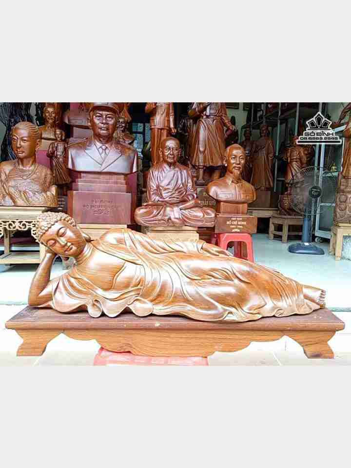 Phật nằm ngủ gỗ hương  dài 60 cao 20 dày 15 (cm)